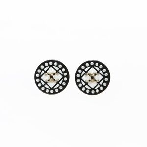 CHANEL Black Logo Earrings
